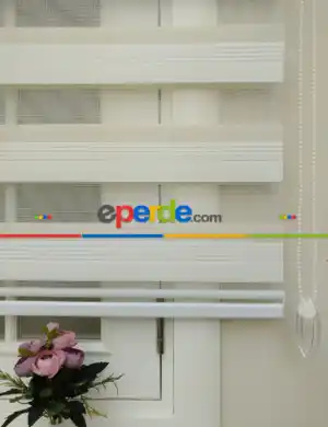 Krem Çizgili Bambu Zebra Perde- Krem-Ekru- Çok Renkli 2