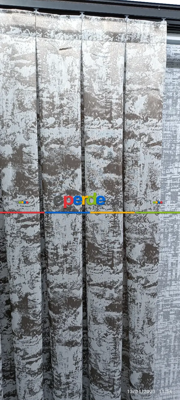 Yatak Odası - 2023 Elit Modern Damask Desenli Fosforlu İplik Dokuma Fon Perde -3