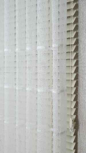 Ekru Çizgili Bantlı Keten Şantuk Tül Perde, Ağır Gramajlı Premium Seri