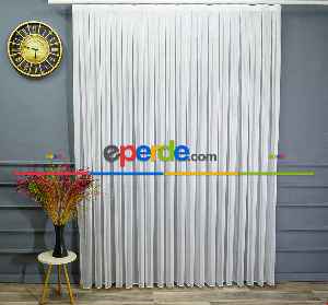 Hazır Ölçülü Fırsat 2023 Trend Çizgili Model Eteği Kurşunlu Tül Perde