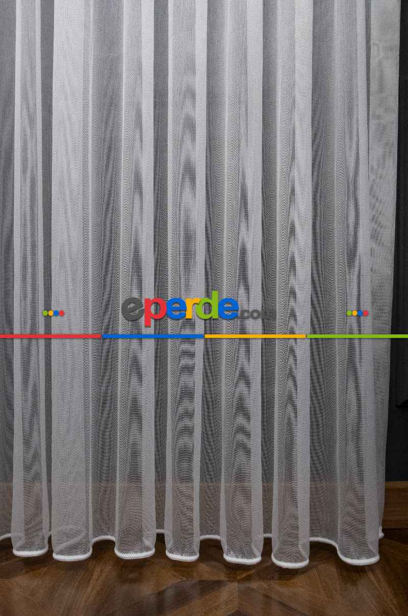 Salon Tül - Ekru Monaliza Dökümlü Tül - İtinalı Dikiş - Amerikan Pile - Kurşunlu Tül