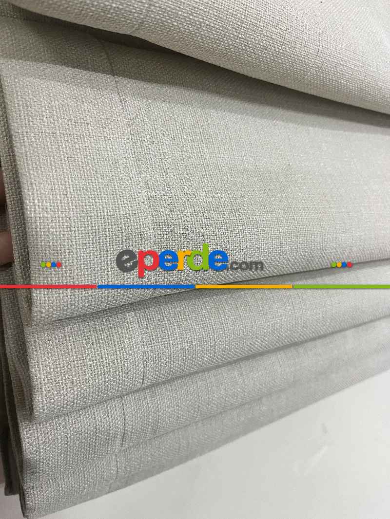 Genç Odası Bej Fon Kumaşından Katlamalı Perde