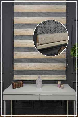 Zebra Perde - Geçişli Kırık Pileli Zebra Perde