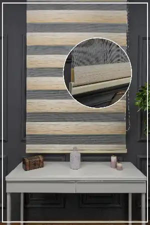 Zebra Perde - Geçişli Kırık Pileli Zebra Perde