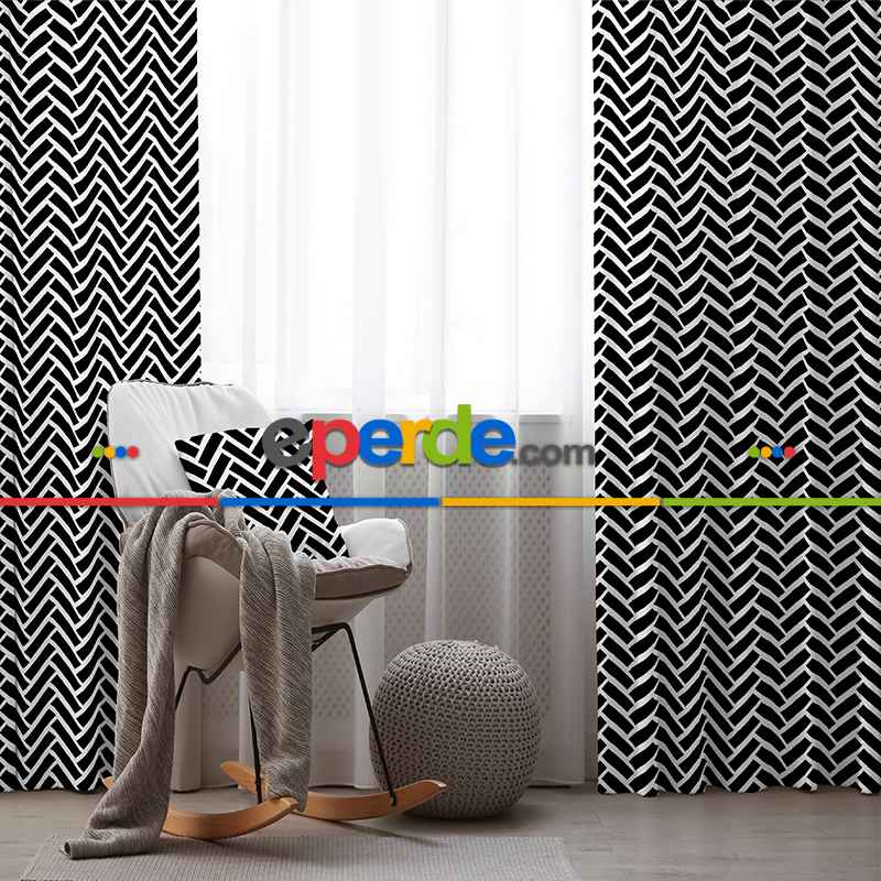 Oturma Odası Fon Perde Evim1000 Kumaşı Kalındır Duck Bezi Değildir- Mavi-beyaz