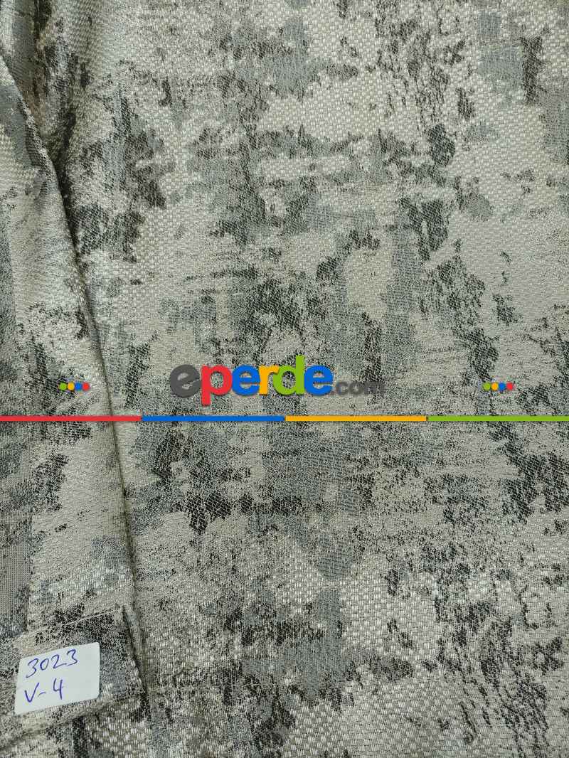 Salon Fon Perde - Siyah Gri Desenli Jakar Fon Perde (180)- Kahve Venge