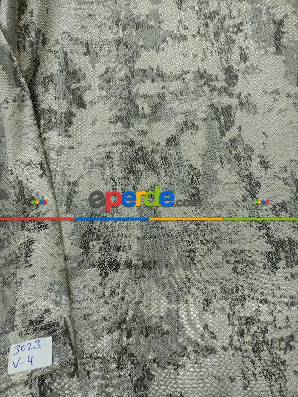 Patine Desenli Gri Desenli Jakar Fon Perde (180)- Gri
