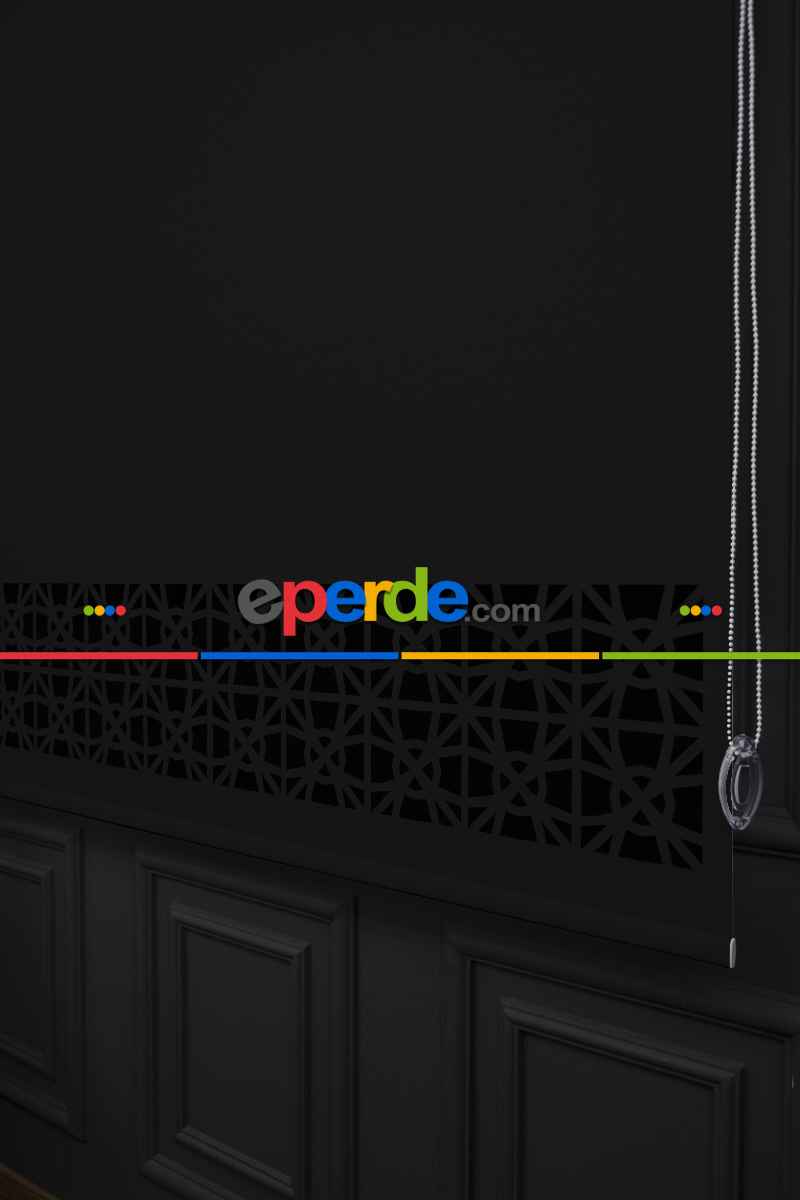 Siyah Renk Lazer Kesim Mat Stor Perde (ister Düz - İster Lazer Kesimli Satın Alın)