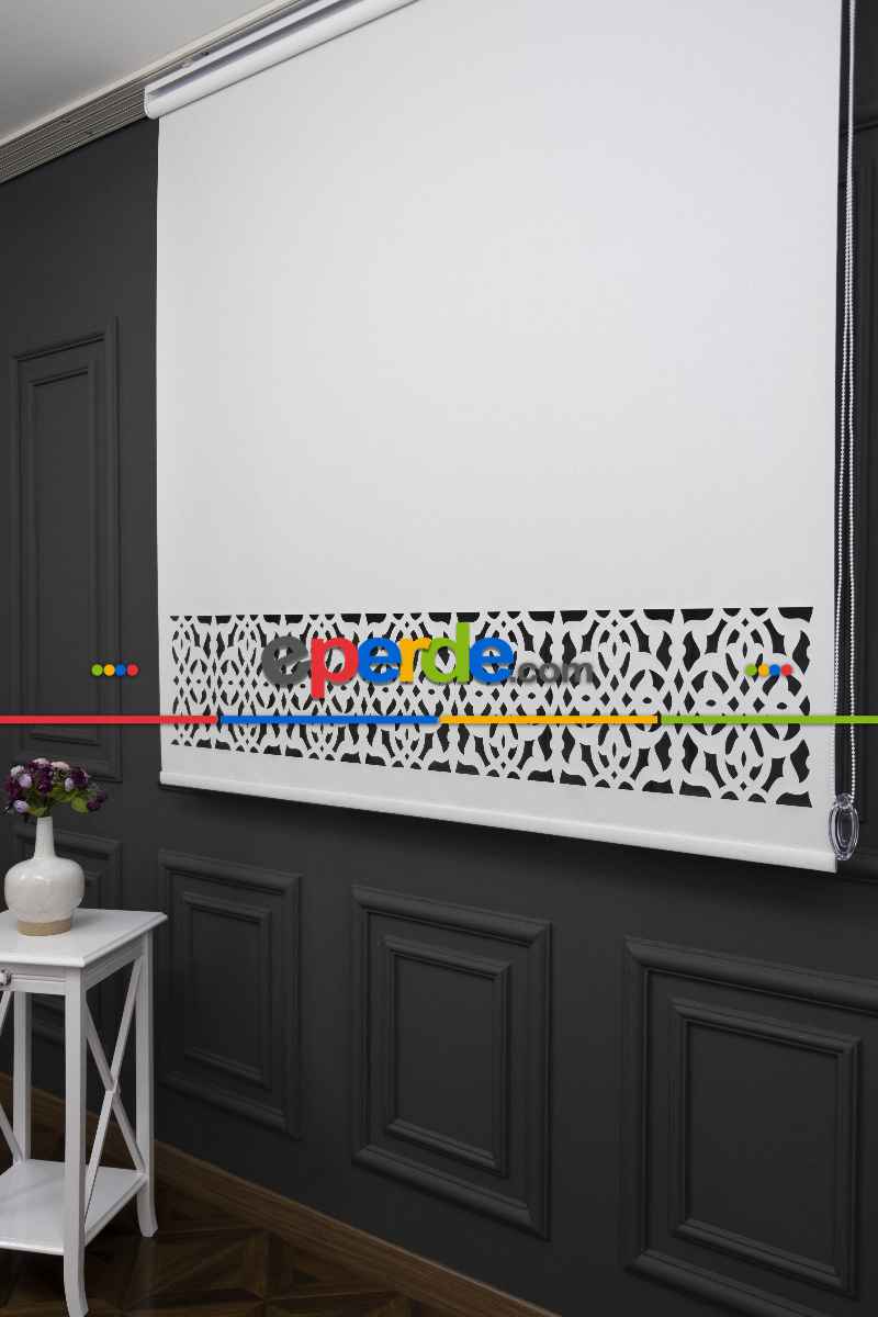 Yatak Odası - Ekru Renk Lazer Kesim Mat Stor Perde (ister Düz - İster Lazer Kesimli Satın Alın)