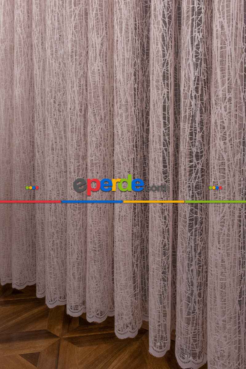 Yeni Tasarım Moda Cam Kırığı Örme Tül Perde Pudra - Pembe