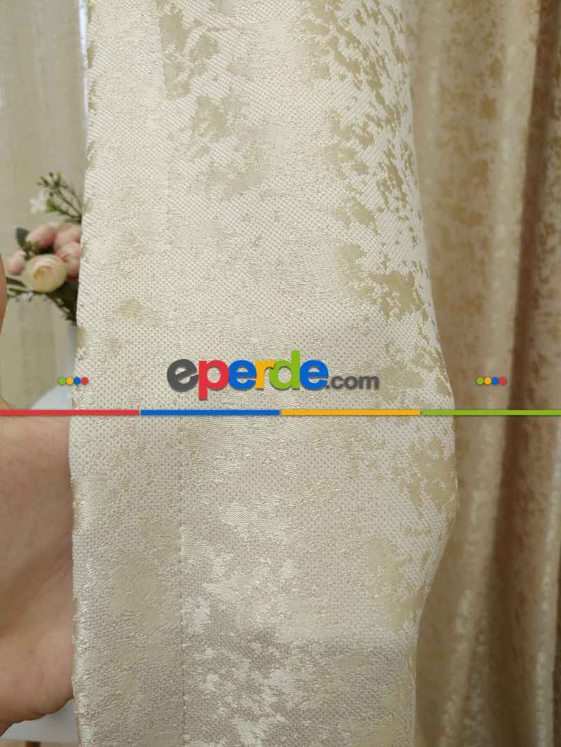 Açık Bej Duz Jakar Fon Perde (180)- Bej