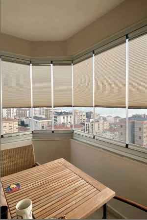Brillannt Plisel Perde - Cam Balkon Perdesi - Pimapen Perdesi - Sütlü Kahve (20 Renk) Kolay Montaj Yaylı Sistem, Vidalı Sistem Veya Yapıştırma