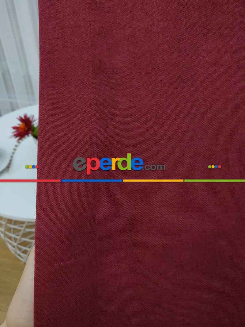 Bordo Düz Sade Mutfak Fon Perde Yan Kanat Perdesi- Bordo
