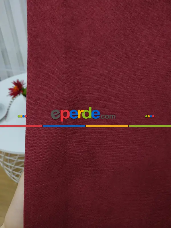 Bordo Düz Fon Perde - Bordo