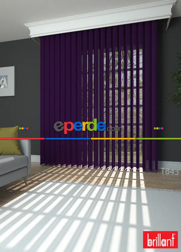 Brillant Akıllı Tül Perde Mor Renkli Tül Dikey Zebra Perde Düz 1. Kalite