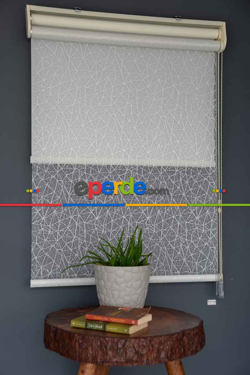 Halim Perdesan Dacuz-205 Beyaz Renk Etekli Veya Eteksiz Çift Mekanizmalı Tül Stor Perde