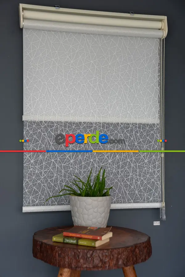 Halim Perdesan Dacuz-205 Beyaz Renk Etekli Veya Eteksiz Çift Mekanizmalı Tül Stor Perde