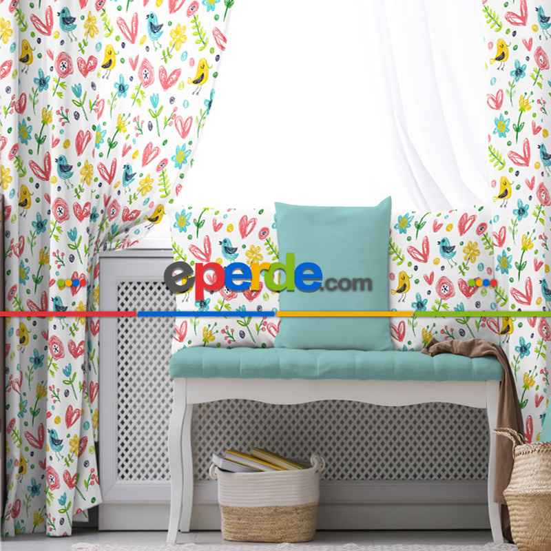 Çocuk Odası Fon Perde Evim 437 Kumaşı Kalındır Duck Bezi Değildir