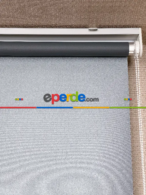 Salon Parlak Antrasit Gri Karartma Blackout Stor Perde, Standart Metal Kasalı Yüksek Kalite Kornişe Kolay Montaj Seçenekli