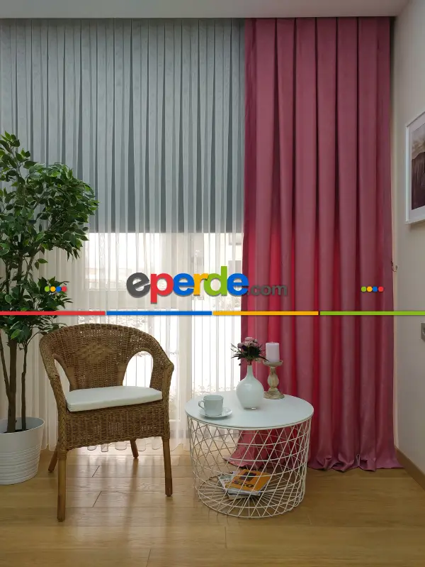 Salon Fon - Soft Pembe Koyu Fon Perde (150)- Pembe Koyu