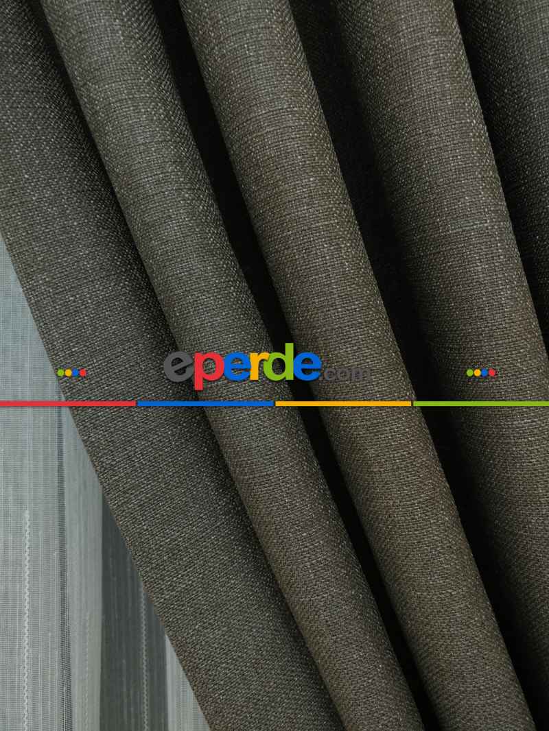 Keten Koyu Gri Düz Fon Perde- Antrasit