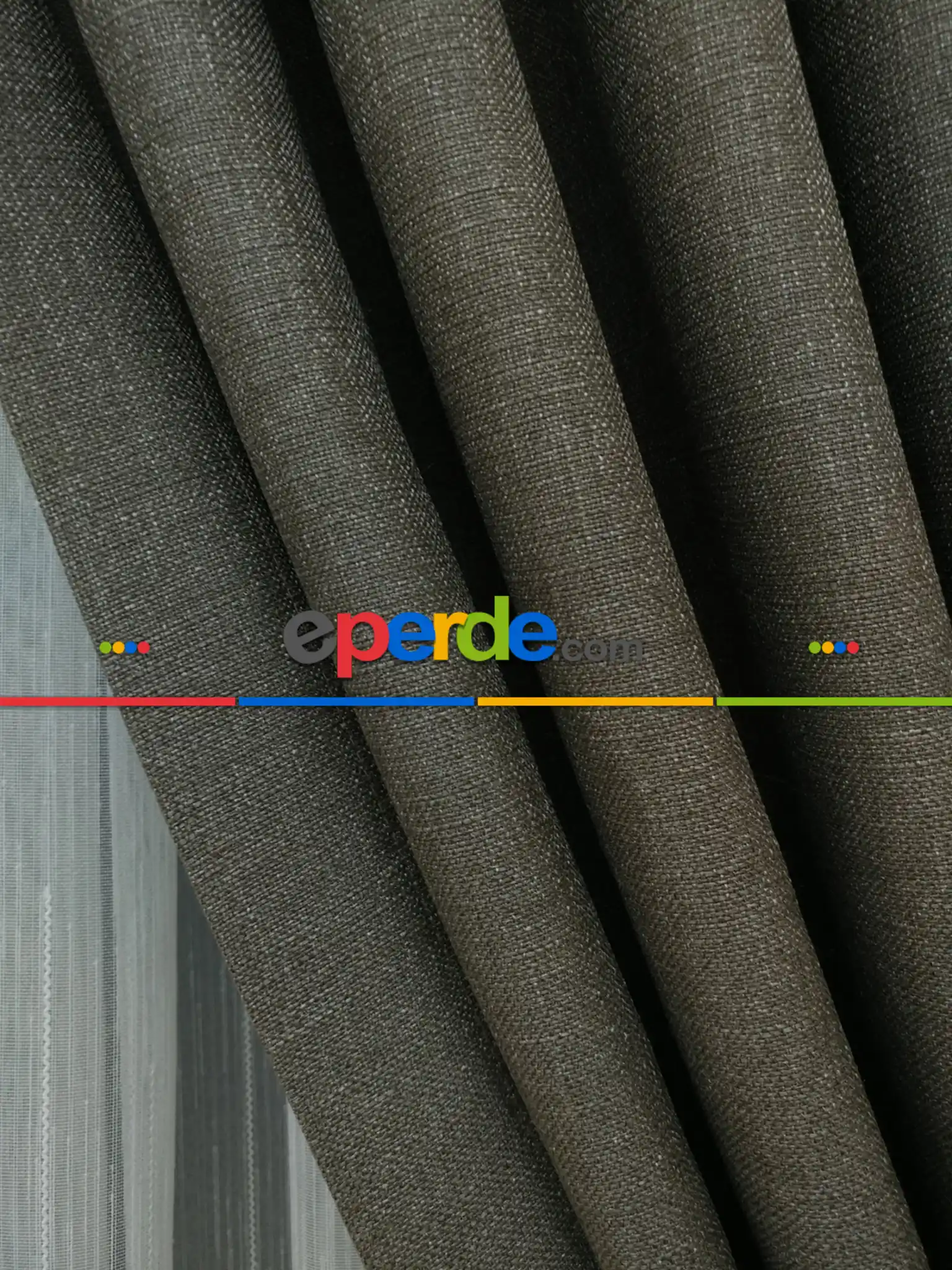 Salon Fon Perde - Keten Koyu Gri Düz Fon Perde- Gri Koyu