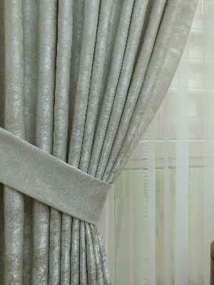 Patine Desenli Taş Rengi - Katyonik Jakar Fon Perde- Taş Rengi