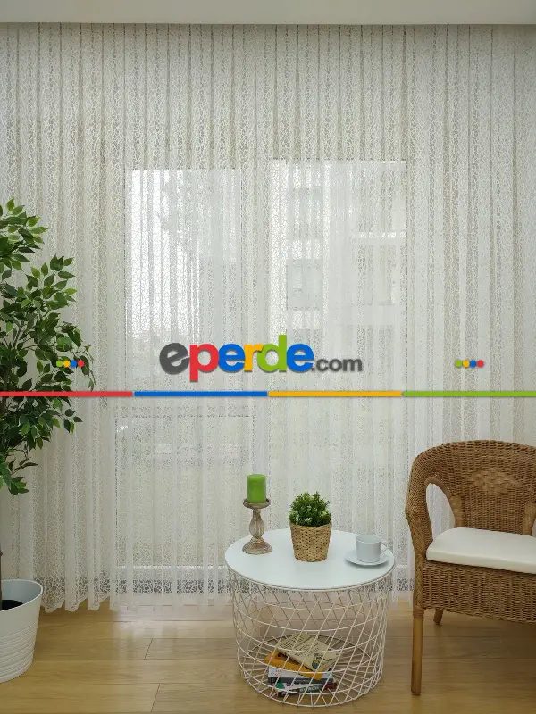 Salon ( Orjinal ) Spor Desen Fransız Dantel Tül Perde 