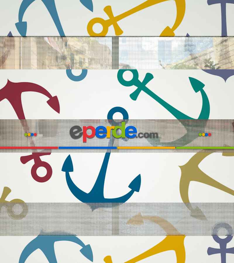 Genç Odası - Renkli Çapa Baskılı Zebra Perde- Mavi-sarı-beyaz-turkuaz