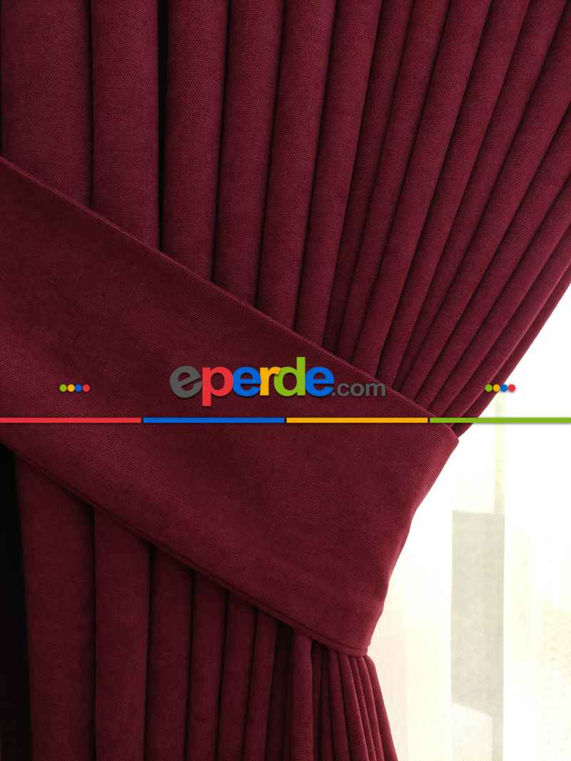 Bordo Düz Fon Perde 837