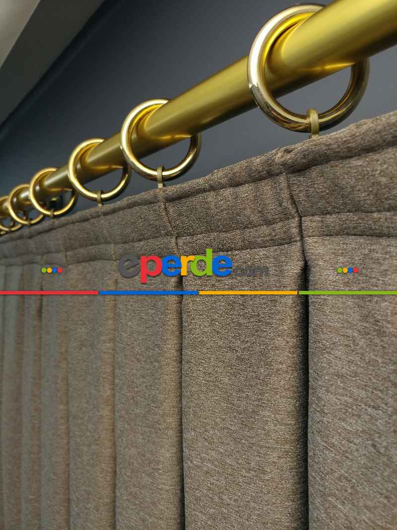 Modern Keten Görünümlü Işık Geçirmez Karatma Fon Perde 2025 Ikon- Kahve Koyu-vizon Rengi