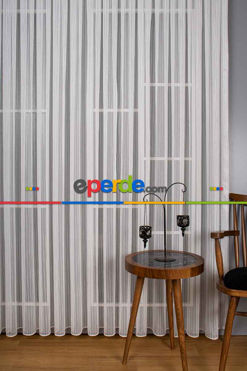 Yatak Odası - Tek Makarna Armür Düz Tül Perde - Kurşunlu Tül