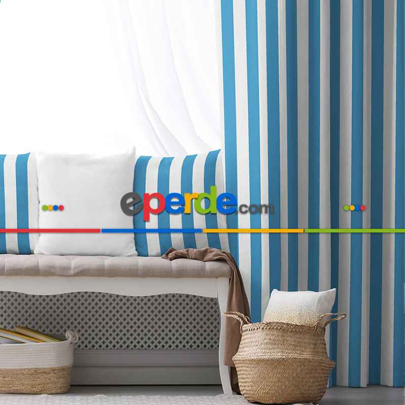 Çizgili Fon Perde Evim1622-1 Kumaşı Kalındır Duck Bezi Değildir