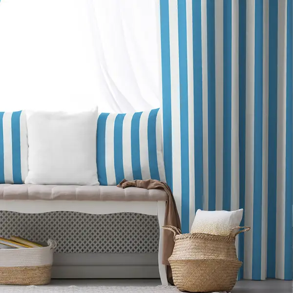 Genç Odası - Çizgili Fon Perde Evim1622-1 Kumaşı Kalındır Duck Bezi Değildir