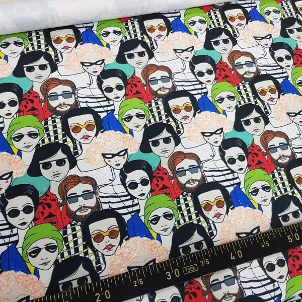 Popart Desenli Fon Perde Evm1112 Kumaşı Kalındır Duck Bezi Değildir- Siyah-Mavi-Kırmızı-Beyaz- Çok Renkli 3