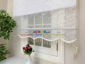 Son Kalite Çiftli Sistem Örme Tül Stor Perde- Beyaz