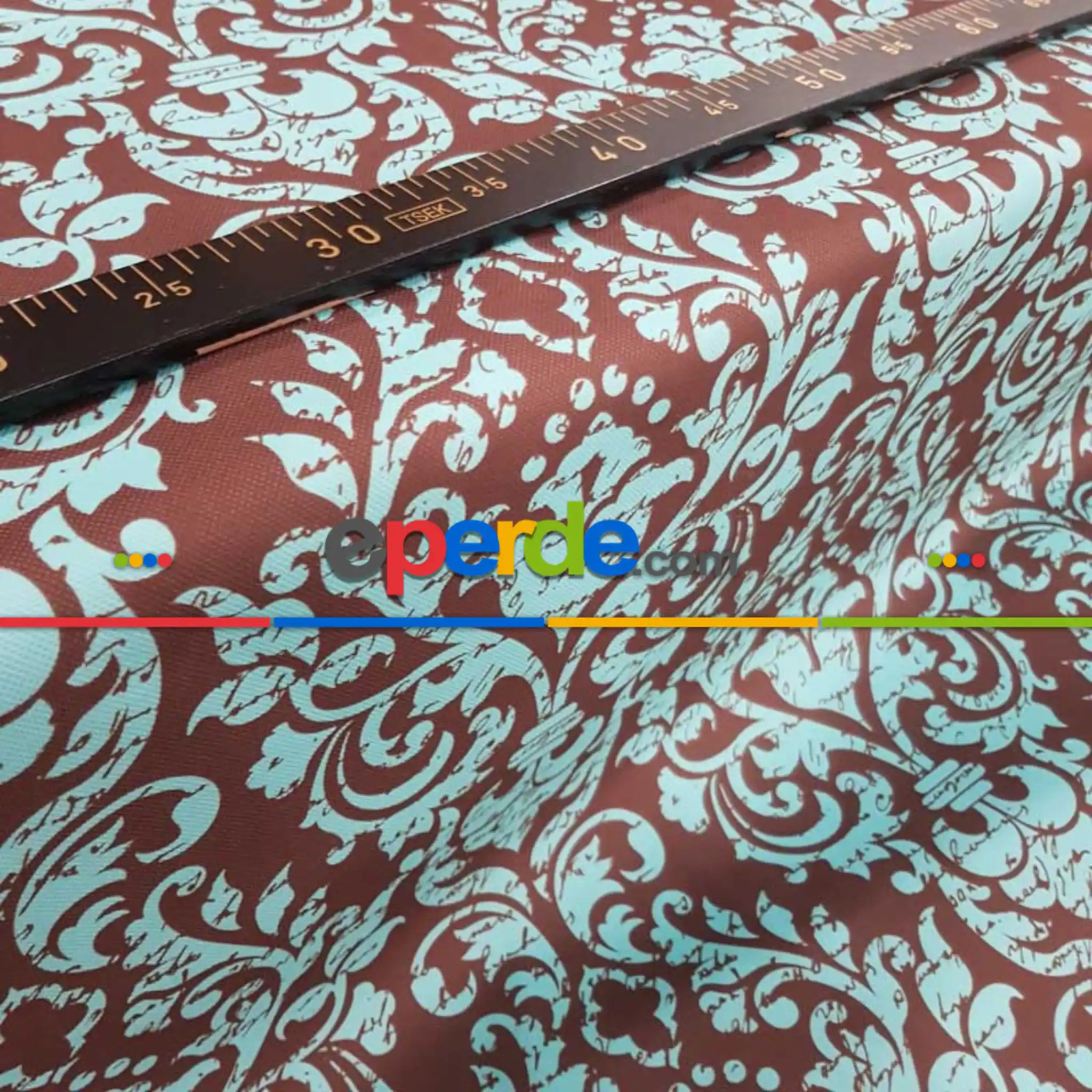 Yatak Odası - Damask Desenli Fon Perde Evm710 Kumaşı Kalındır Duck Bezi Değildir- Turkuaz