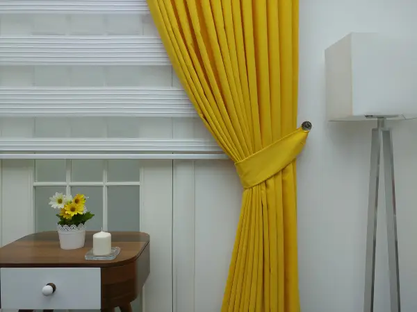 Salon Sarı - Düz Fon Perde ( Dökümlü Fon )- Sarı