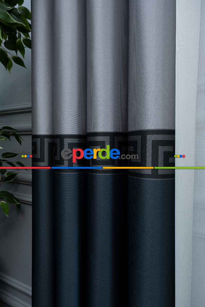 Lens Akıllı Dikey Tül Perde Versace-42- Çok Renkli 2