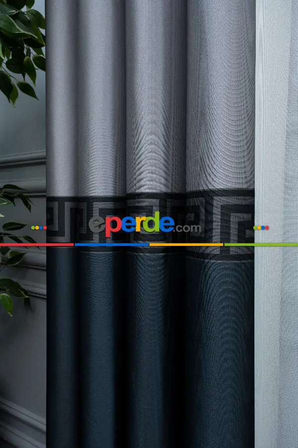 Yatak Odası - Lens Akıllı Dikey Tül Perde Versace-42- Çok Renkli 2