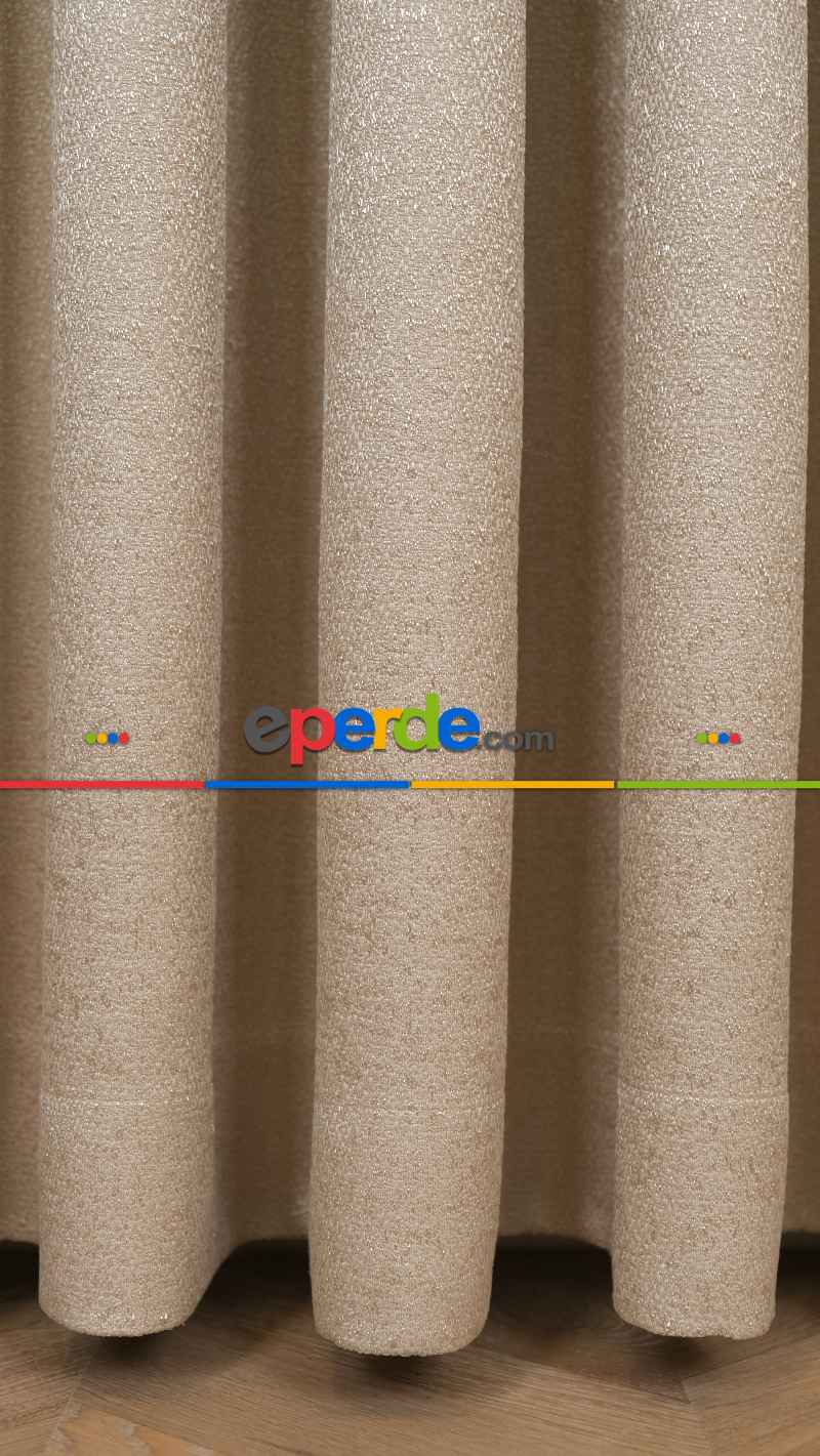 Bej Premium Jakar Dokuma Fon Perde, 33 Farklı Renk Parlak Zemin