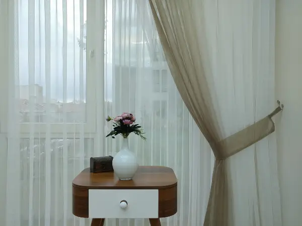 Ekru-bej Geçişli Tül Fon Perde#- Bej-ekru