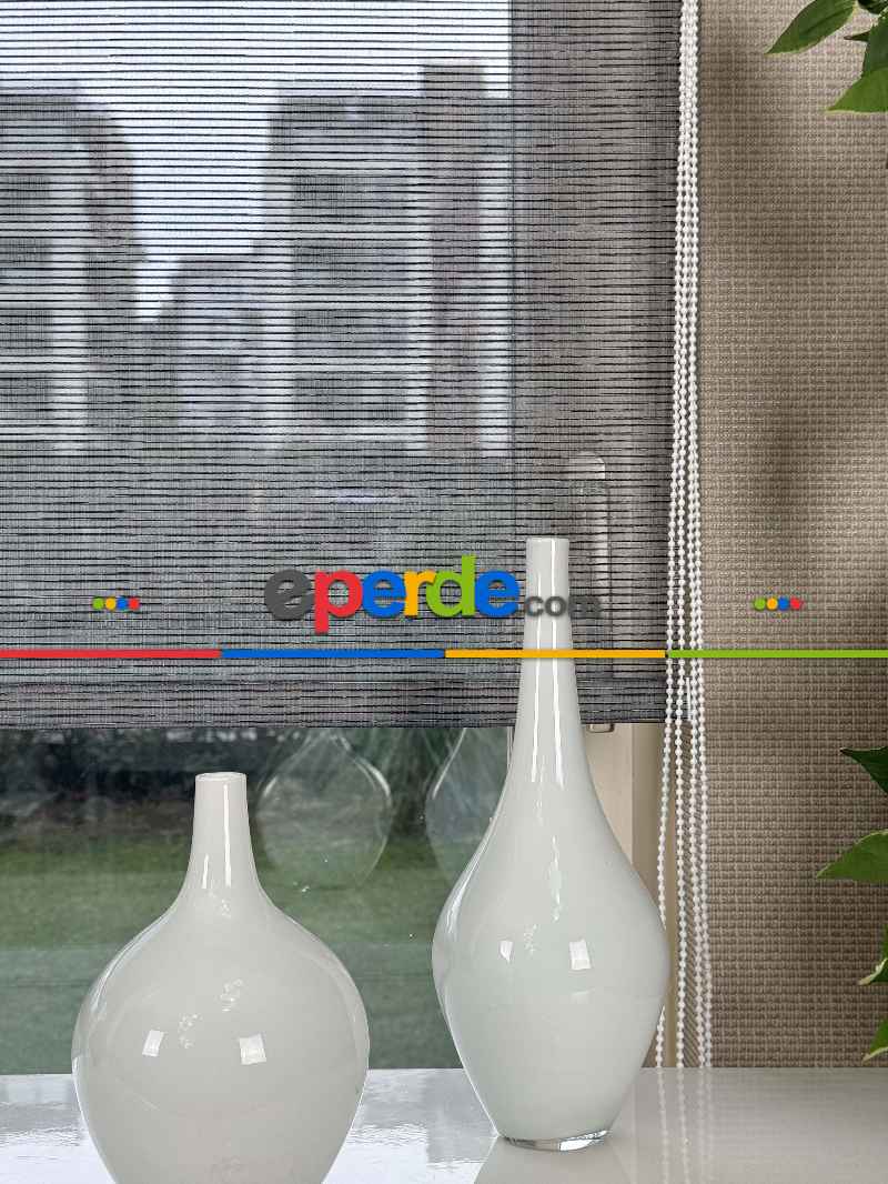 Çiftli Sistem Tül Stor Perde, Standart Metal Kasalı Yüksek Kalite Kornişe Kolay Montaj Seçenekli