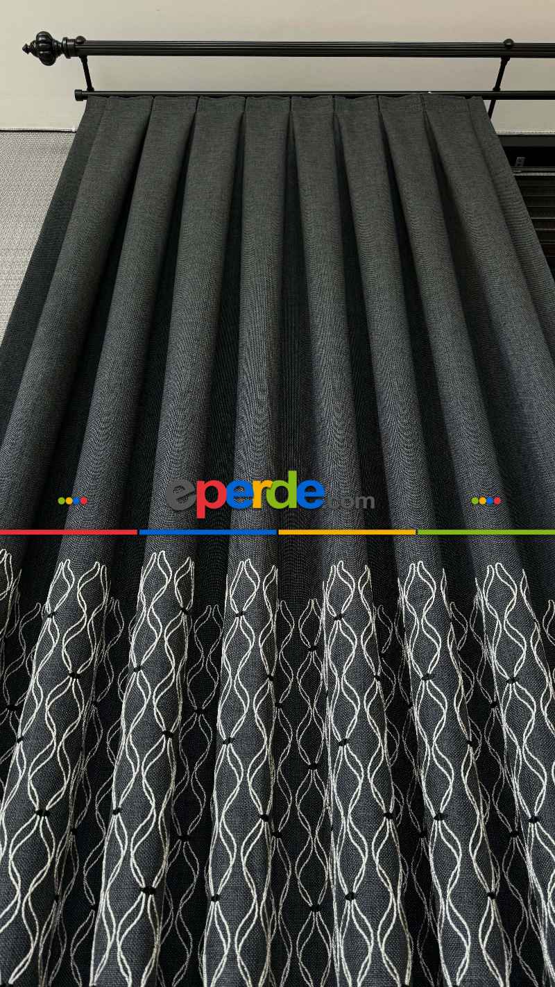 Antrasit Gri Füme Premium Keten Jakar Dokuma Pano Fon Perde - Gramajlı 2025