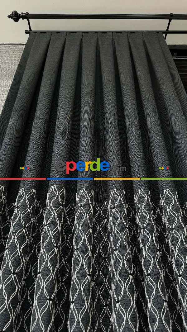 Antrasit Gri Füme Premium Keten Jakar Dokuma Pano Fon Perde - Gramajlı 2025