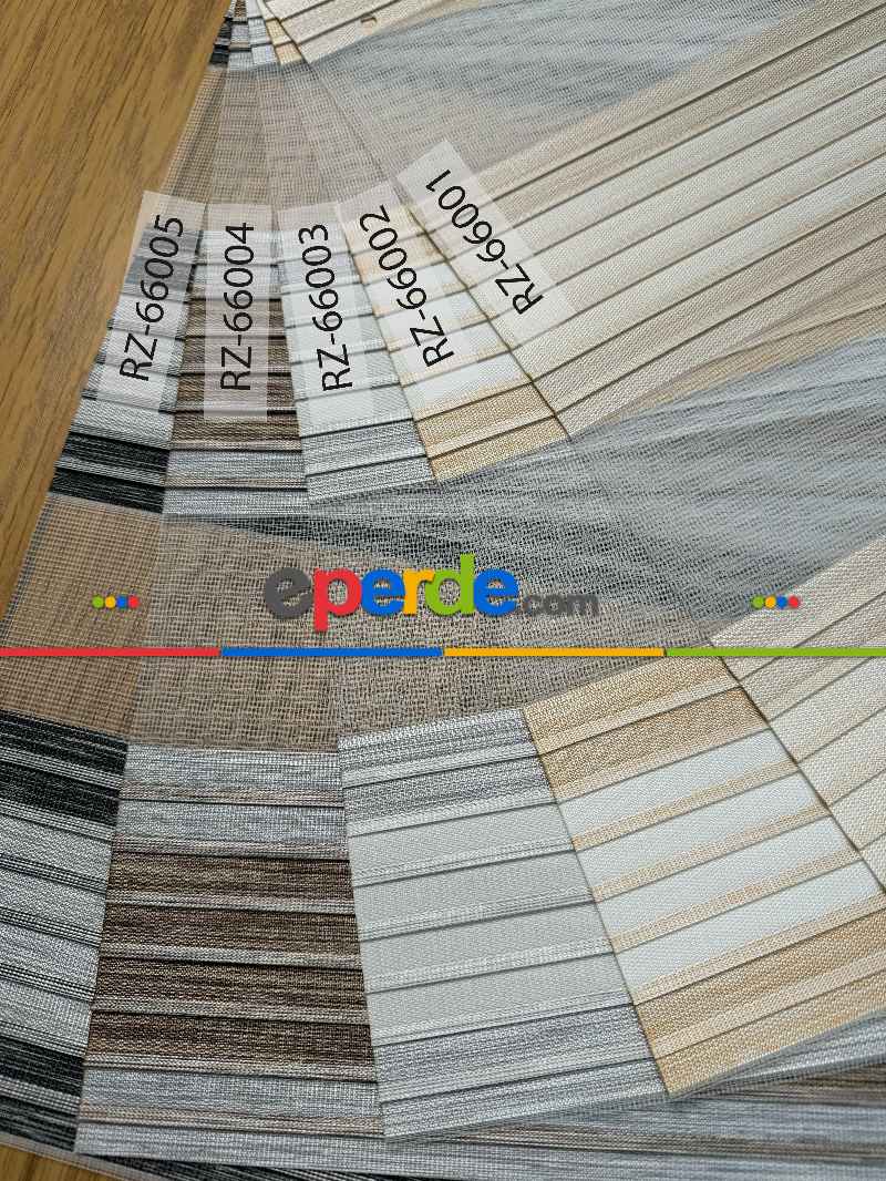 Genç Odası Açık Gri Siyah Pliseli Bambu Zebra Perde, Standart Metal Kasalı Yüksek Kalite Kornişe Kolay Montaj Seçenekli