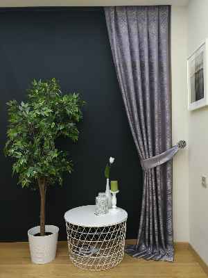 Dikiş Fiyata Dahildir - Mor Dalga Desenli Jakar Fon Perde- Mor