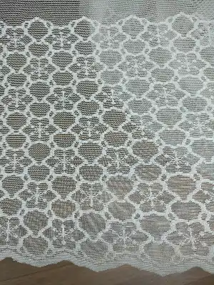 Enine Çizgili Geometrik Örme Tül Perde Yüksek Kalite- Ekru