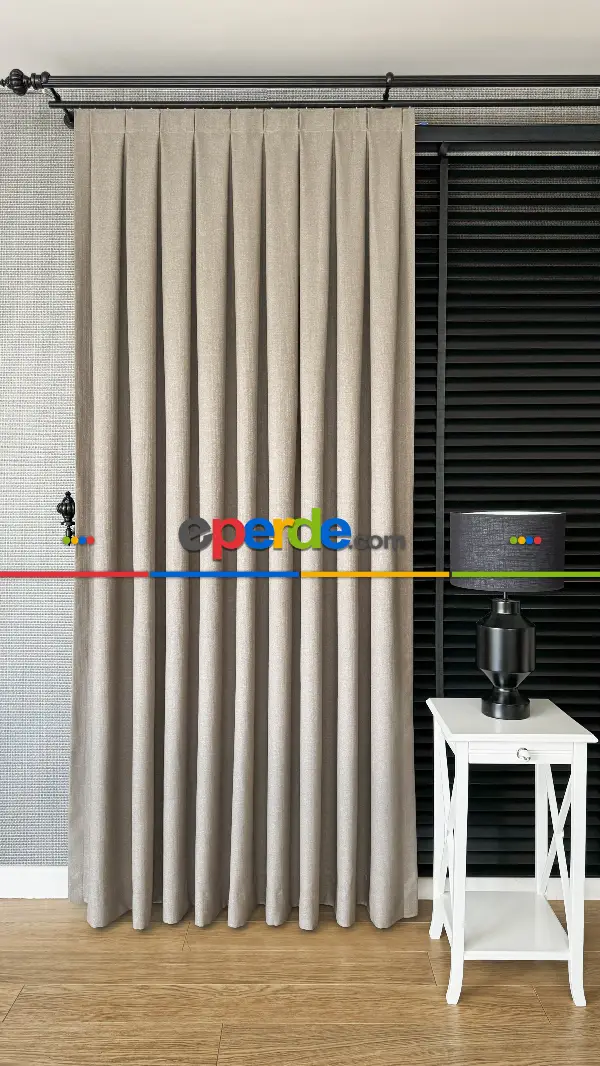 Vizon Rengi, Hasır Doku Fon Perde, Keten Fon Perde, Premium Kalite Serisidir, Yüksek Gramajlı Üründür, İstenilen Ölçü Ve Pile Sıklığında Dikilir.