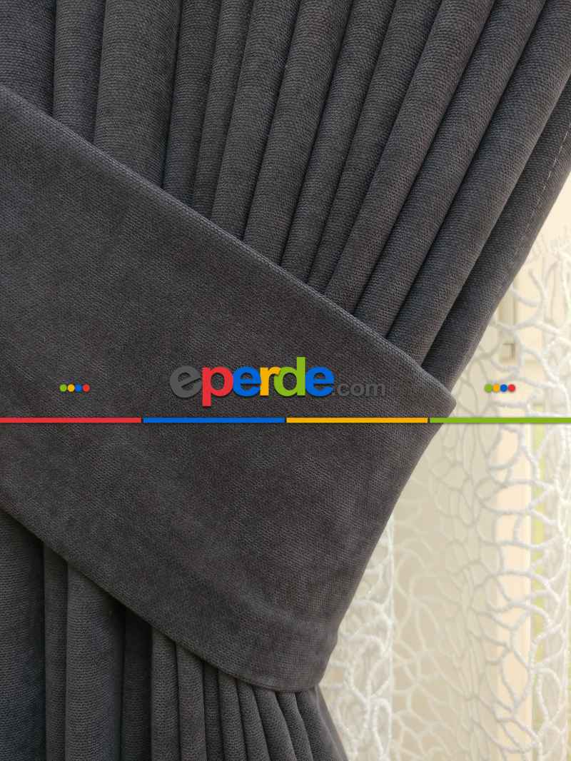 Bebek Odası - Koyu Gri - Düz Fon Perde 836